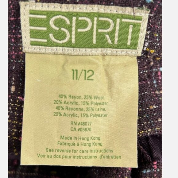 Vtg Esprit Jacket Pants Suit Set Womens L 11/12 Rayon Wool Textured Plaid Y2K - Picture 10 of 10